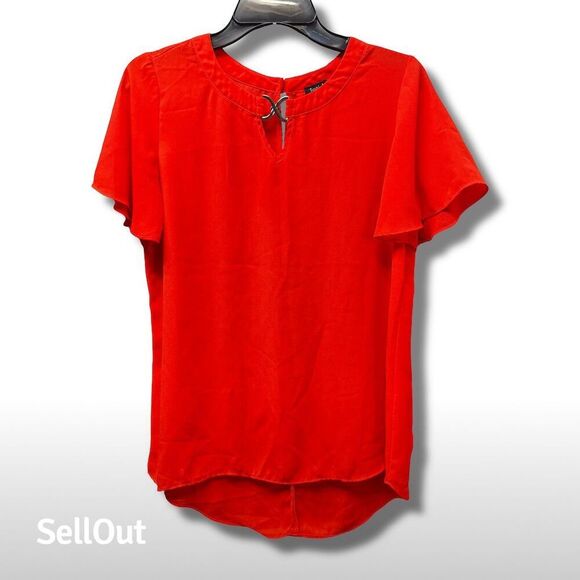 Sami & Jo Women's Orange Short Sleeve Blouse Size S Casual Spring Top - Picture 1 of 7